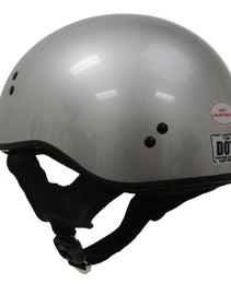 Hot Leathers HLD1050 Glossy Silver Motorcycle DOT Approved Skull Cap Half Helmet Biker