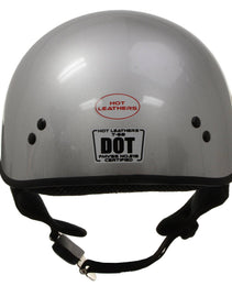 Hot Leathers HLD1050 Glossy Silver Motorcycle DOT Approved Skull Cap Half Helmet Biker