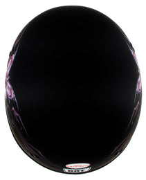 Hot Leathers HLD1052 DOT Skull Cap Half Helmet - Flat Black with Purple Butterfly Design Bikers