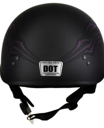 Hot Leathers HLT70 'Purple Butterfly' Glosy Black Advanced DOT Motorcycle Half Face Biker Helmet