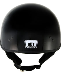 Hot Leathers T72 Black Widow Gloss Black Motorcycle Half Helmet Biker w/ Drop Down Visor