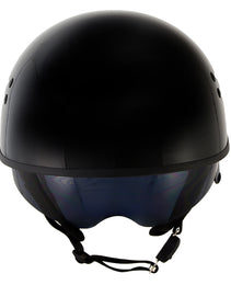 Hot Leathers T72 Black Widow Gloss Black Motorcycle Half Helmet Biker w/ Drop Down Visor