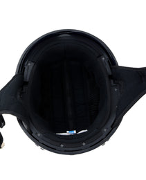 Hot Leathers T72 Black Widow Gloss Black Motorcycle Half Helmet Biker w/ Drop Down Visor