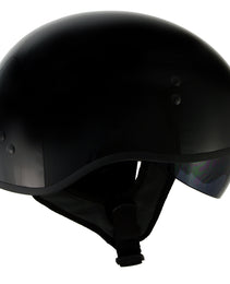 Hot Leathers T72 Black Widow Gloss Black Motorcycle Half Helmet Biker w/ Drop Down Visor