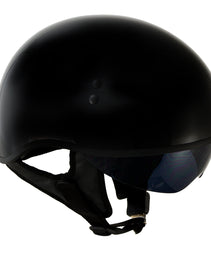 Hot Leathers T72 Black Widow Gloss Black Motorcycle Half Helmet Biker w/ Drop Down Visor