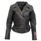 Hot Leathers JKL2001 Women's Black 'Embroidered Bling Rose Design' Braided Motorcycle Leather Jacket