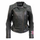 Hot Leathers JKL2001 Women's Black 'Embroidered Bling Rose Design' Braided Motorcycle Leather Jacket