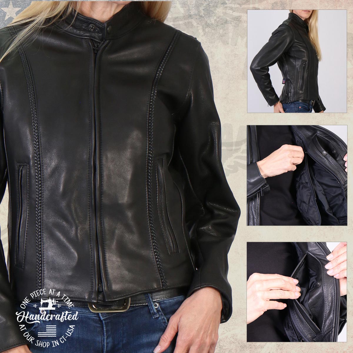 Milwaukee Leather USA MADE MLJKL5002 Women's Black 'Pristine' Premium Motorcycle Leather Jacket