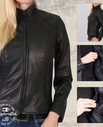 Milwaukee Leather USA MADE MLJKL5003 Women's Black Serene Clean Cut Premium Motorcycle Leather Jacket