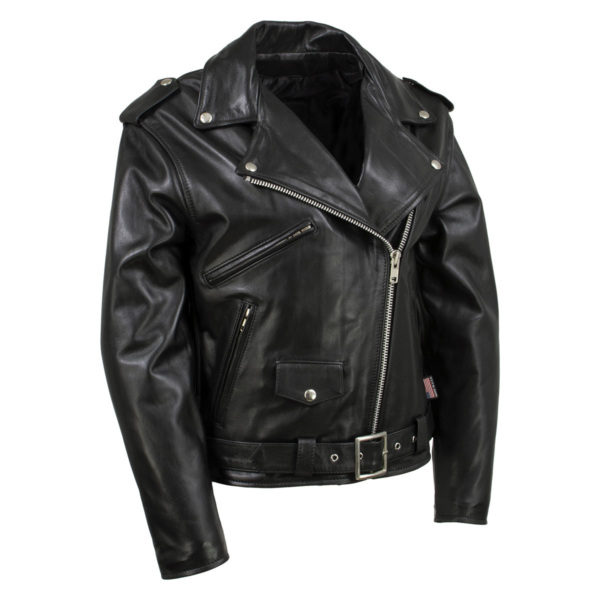 Hot Leathers JKL5004 USA Made Womens 'The Flaunt' Premium Black Classic Motorcycle Style Leather Jacket