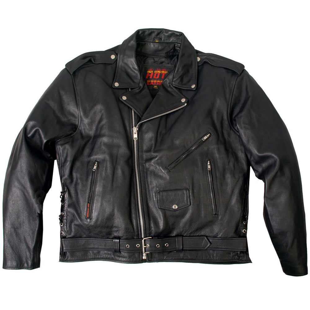 Hot Leathers JKM1002 Classic Men’s Motorcycle Leather Jacket with Zip Out Lining
