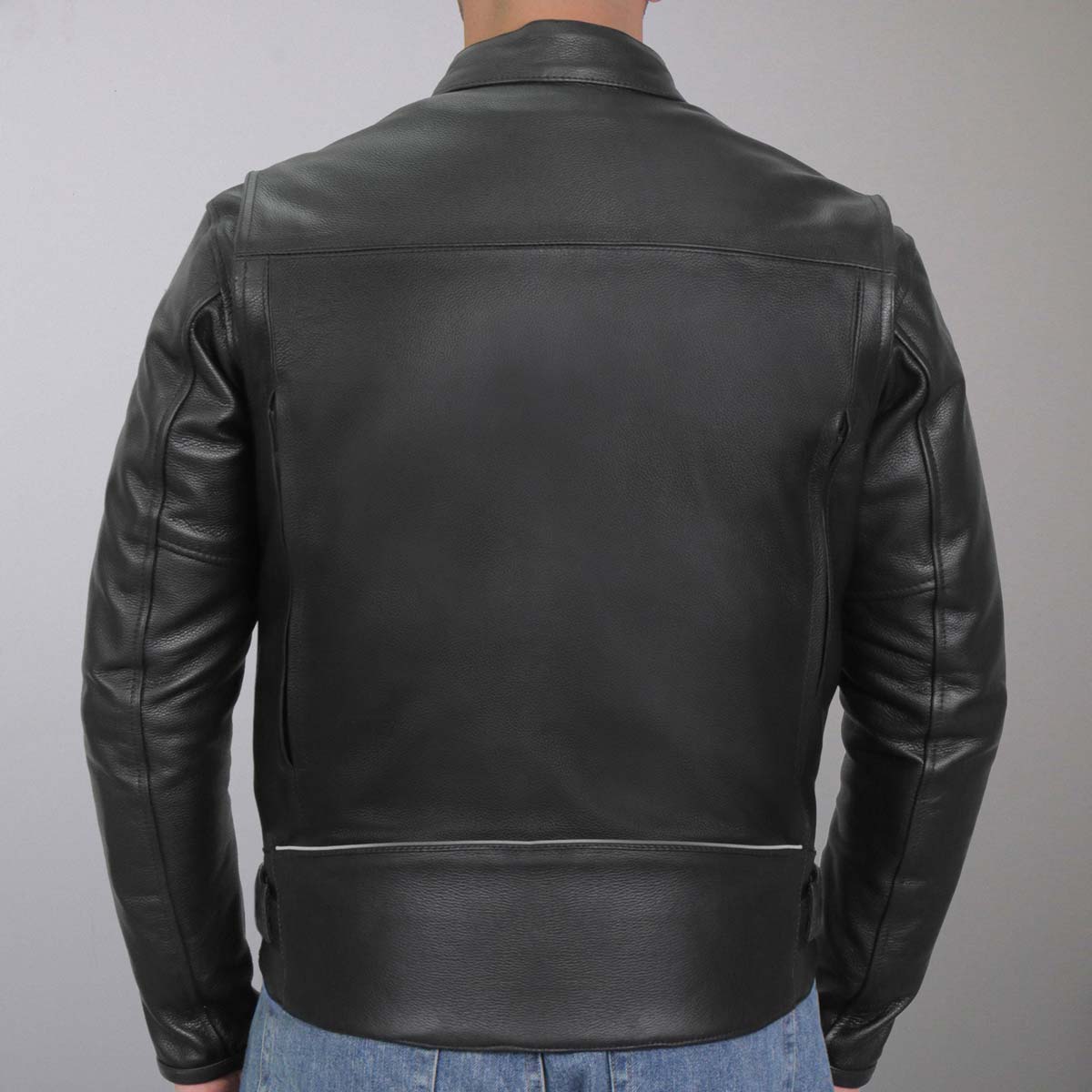 Hot Leathers JKM1021 Men's Black Leather Vented Scooter Jacket with Conceal and Carry Pockets