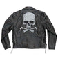 Hot Leathers JKM2001 Men’s Black ‘Skull And Crossbones' Motorcycle Leather Jacket