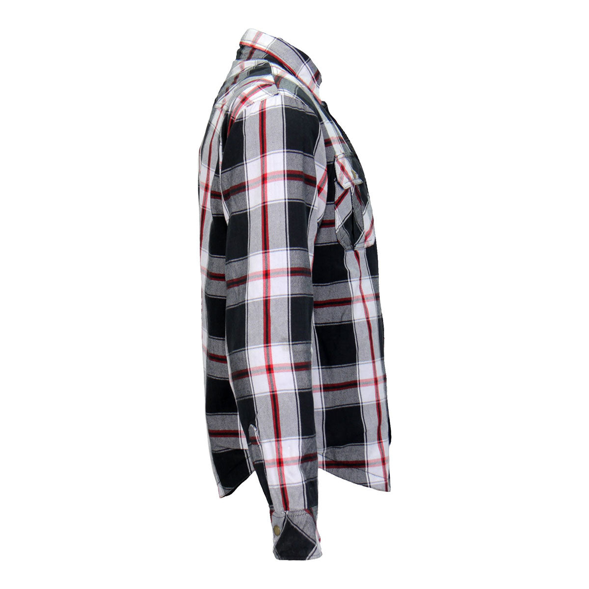 Hot Leathers JKM3001 Men's Red and White Flannel Motorcycle Shirt-Jacket w/ CE Armor Protection