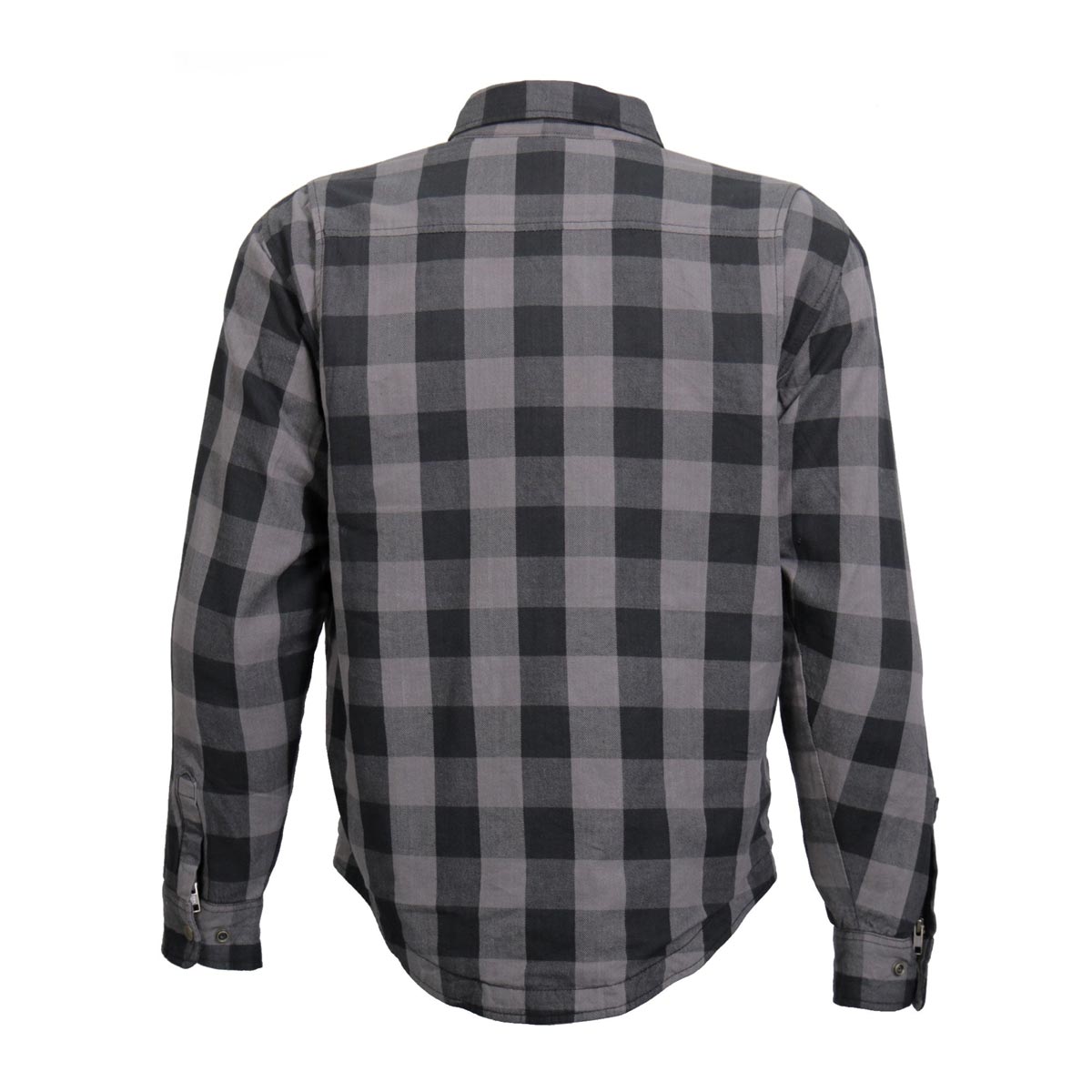 Hot Leathers JKM3004 Men's Grey and Black Flannel Motorcycle Shirt-Jacket with Armor Protection