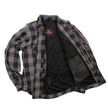 Hot Leathers JKM3004 Men's Grey and Black Armored Flannel Motorcycle Shirt-Jacket w/ CE Armor Protection