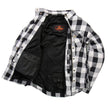 Hot Leathers JKM3005 Men's White and Black Armored Flannel Motorcycle Shirt-Jacket w/ CE Armor Protection