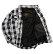 Hot Leathers JKM3005 Men's White and Black Armored Flannel Motorcycle Shirt-Jacket w/ CE Armor Protection