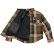 Hot Leathers JKM3007 Men's Black and Brown Armored Flannel Motorcycle Shirt-Jacket w/ CE Armor Protection