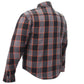 Hot Leathers JKM3010 Men's Black/Grey/Orange Armored Flannel Motorcycle Shirt-Jacket w/ CE Armor Protection
