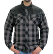 Hot Leathers JKM3203 Men's Grey and Black Aramid Fibers Reinforced Leather and Plaid Flannel Shirt