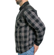 Hot Leathers JKM3203 Men's Grey and Black Aramid Fibers Reinforced Leather and Plaid Flannel Shirt