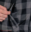 Hot Leathers JKM3203 Men's Grey and Black Aramid Fibers Reinforced Leather and Plaid Flannel Shirt