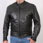 Hot Leathers JKM5001 Men's USA Made Black Premium Leather Racer Jacket