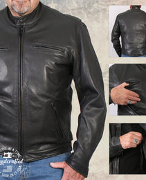 Milwaukee Leather USA MADE MLJKM5001 Men's Black Road Racer Premium Leather Motorcycle Jacket