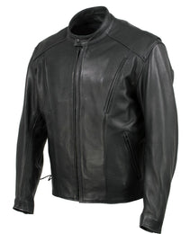 Milwaukee Leather USA MADE MLJKM5002 Men's Black Air Stream Vented Premium Leather Motorcycle Jacket with Side Laces