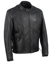 Milwaukee Leather USA MADE MLJKM5002 Men's Black 'Air Stream' Vented Premium Leather Motorcycle Jacket with Side Laces