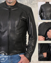 Milwaukee Leather USA MADE MLJKM5002 Men's Black Air Stream Vented Premium Leather Motorcycle Jacket with Side Laces