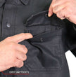 Hot Leathers JKM6003 Men's Black Waxed Cotton Concealed Carry Motorcycle Casual Shirt Jacket