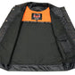 Just Leather JSM3511 Men's Black Collarless Dual Snap and Zipper Front Club Style  Vest