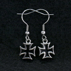 Hot Leathers JWE1107 Stainless Steel Iron Cross Earrings