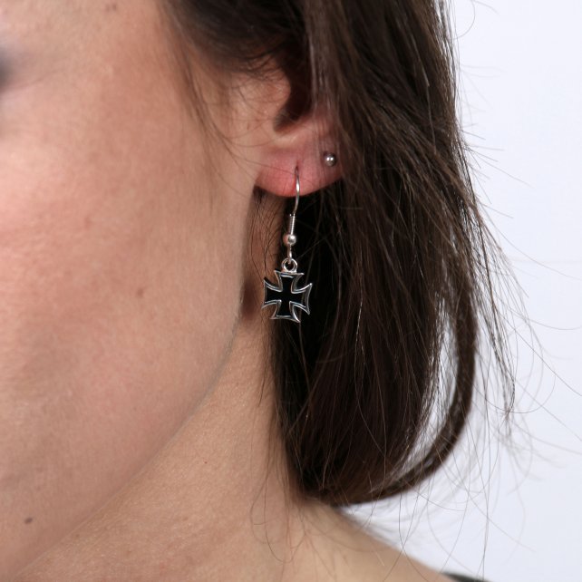 Hot Leathers JWE1107 Stainless Steel Iron Cross Earrings