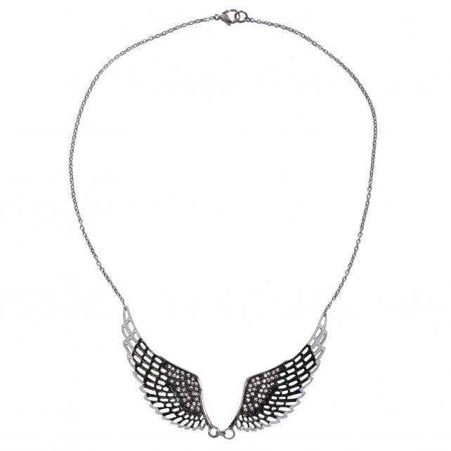 Hot Leathers JWN1007 Black Angel Wings Necklace