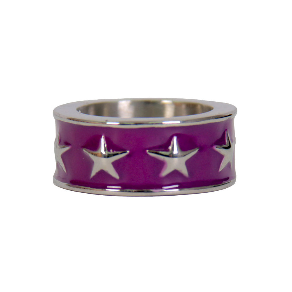 Hot Leathers JWR1119 Women's Purple Stainless Steel Ring with Stars