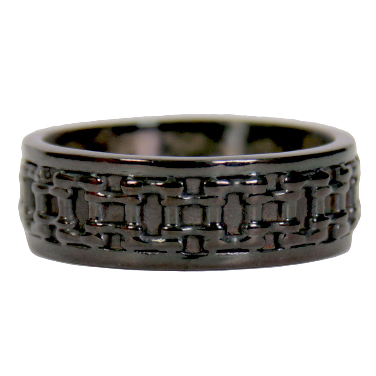 Hot Leathers JWR2139 Men's Black 'Bike Chain' Stainless Steel Ring