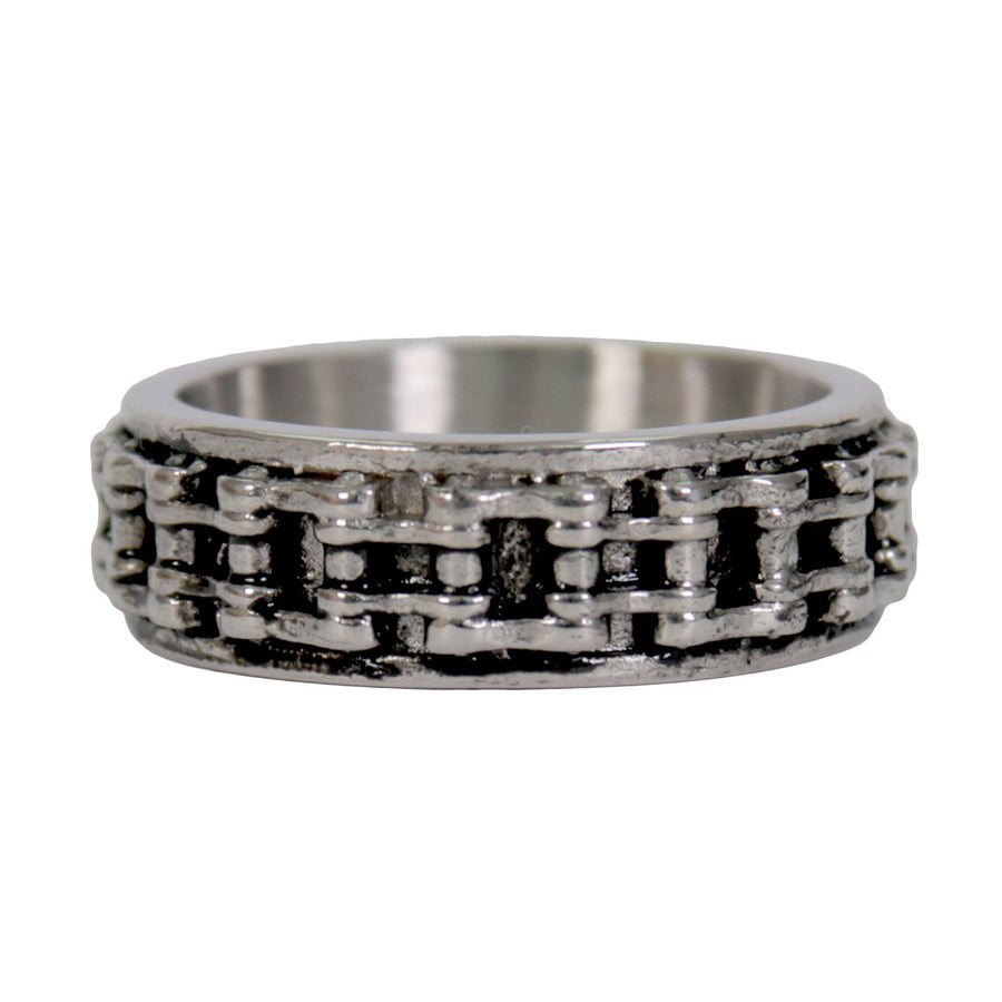 Hot Leathers JWR2140 Men's Silver 'Bike Chain' Stainless Steel Ring