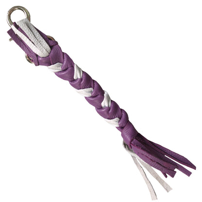 Hot Leathers 9" White and Purple Braided Leather Keychain KCW1007