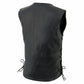 Milwaukee Leather LKL4700 Women's Black Leather Side Laces Round V-Neck Motorcycle Rider Vest with 4-Snaps Closure