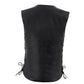 Milwaukee Leather LKL4700 Women's Black Premium Leather Side Laced  Motorcycle Biker Riders Vest w/ Snap Closure