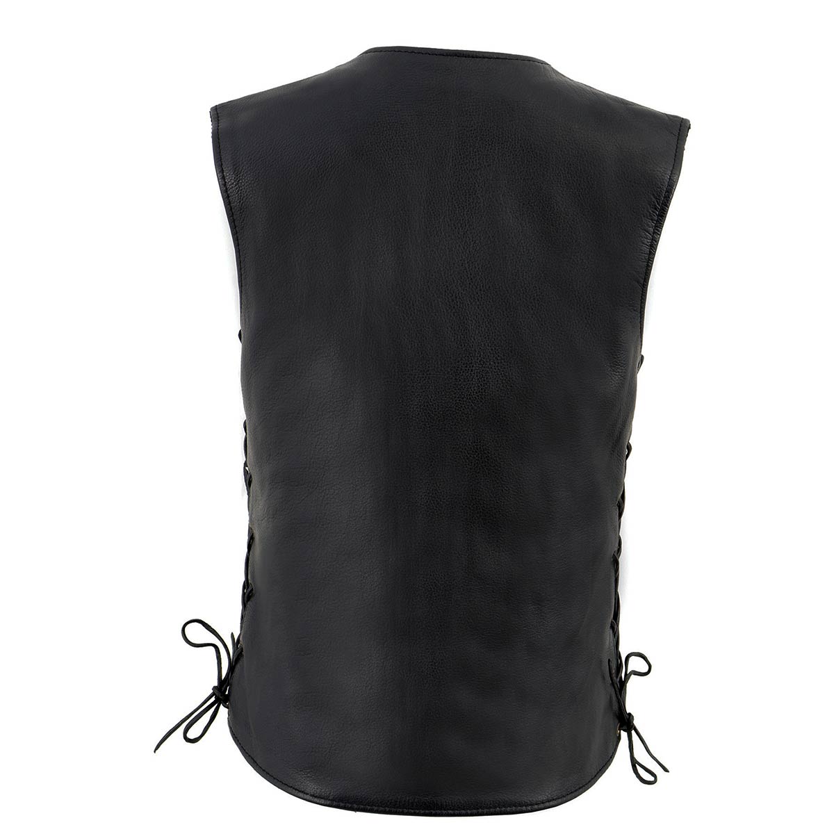 Milwaukee Leather LKL4700 Women's Black Premium Leather Side Laced  Motorcycle Biker Riders Vest w/ Snap Closure