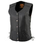 Milwaukee Leather LKL4700 Women's Black Premium Leather Side Laced  Motorcycle Biker Riders Vest w/ Snap Closure