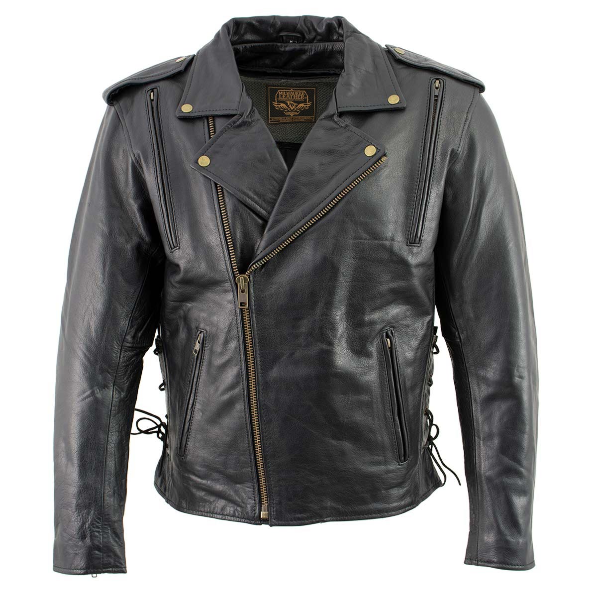Milwaukee Leather LKM17004 Men's Classic Premium Black Vented Motorcycle Leather Biker Riders Jacket