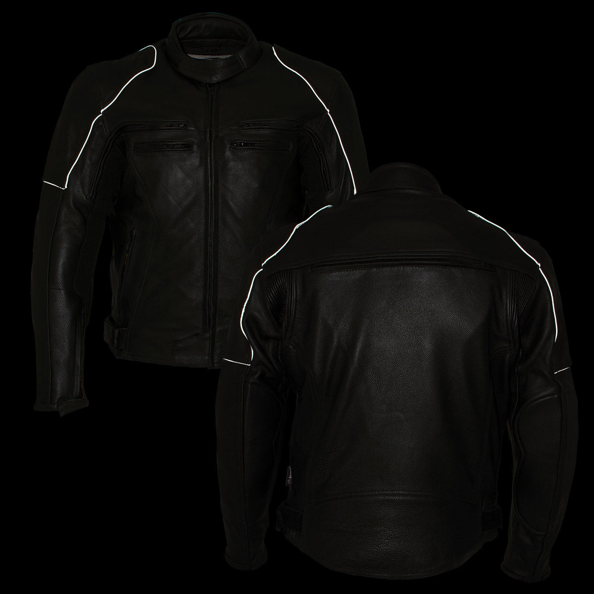 Milwaukee Leather LM17013 Men's Premium Black Advanced Leather Motorcycle Jacket w/ CE Armor Protection