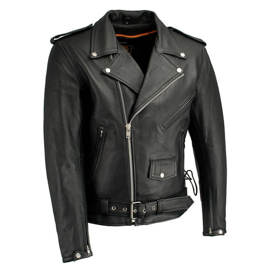 Milwaukee Leather LKM1711 Men's Leather Black Classic Side Lace Police Style Jacket