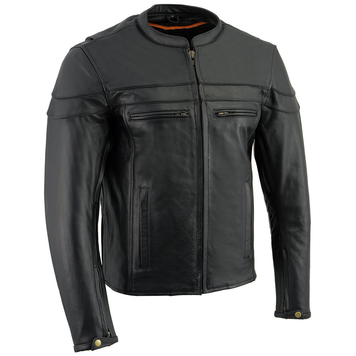 Milwaukee Leather LKM1725 Men's Black Sporty Crossover Scooter Leather Jacket