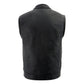 Milwaukee Leather LKM3713 Men's Black Leather Club Style Motorcycle Rider Vest W/ Dual Closure Zipper and Snaps